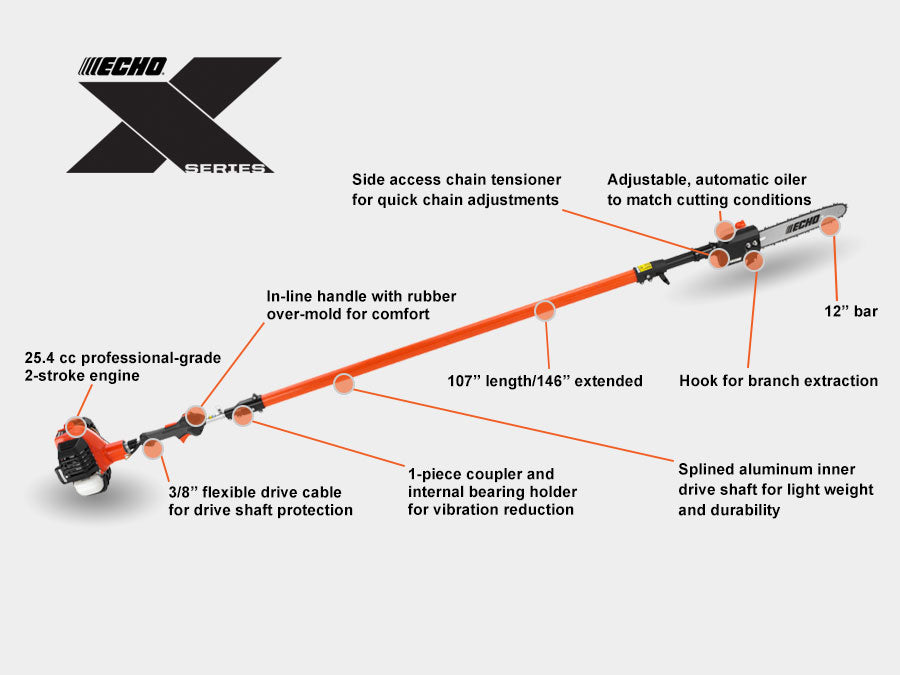ECHO PPT‑2620H – Telescoping Pole Pruner | 25.4cc 2‑Stroke Engine